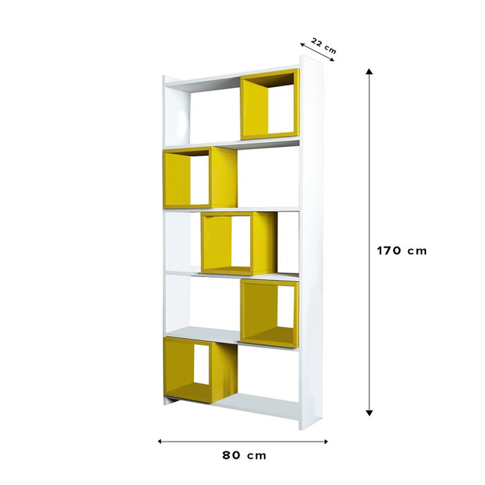 Hanah Home Estantería Bohemia con Estantes Reubicables Blanco y Amarillo
